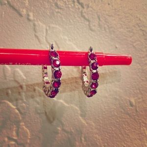 Swarovski Crystal pink hoop earrings